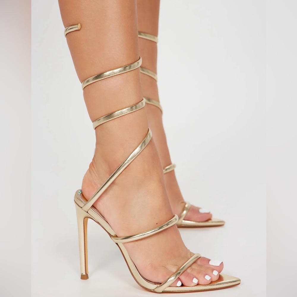 Fashion Nova Gold Wrap Heels